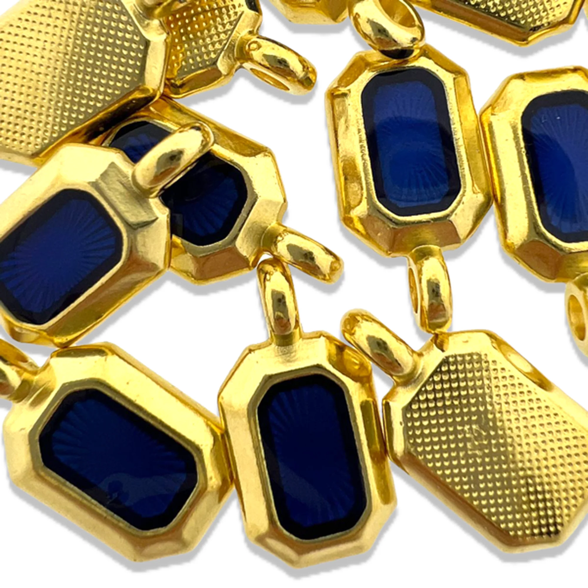 Bedel emaille blauw Goud 24K DQ 18mm - per stuk - Image 2