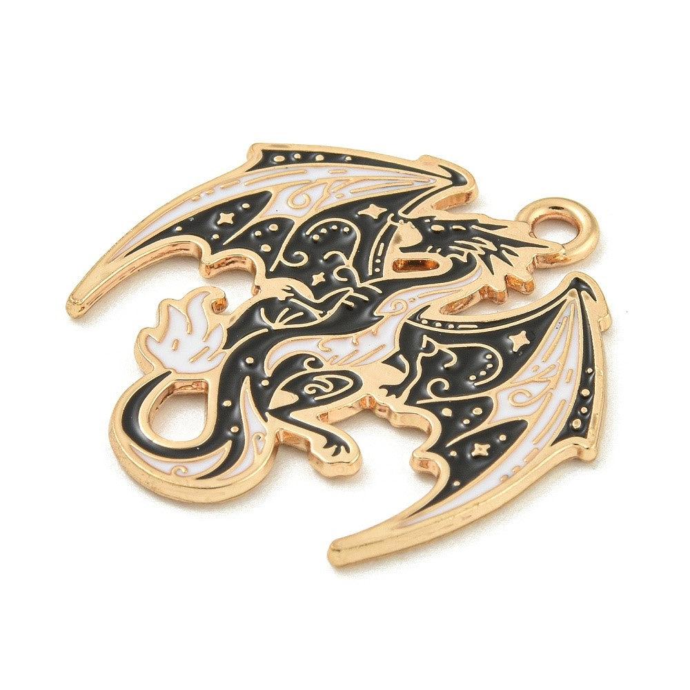 Bedel emaille Draak goud 28x26mm - per stuk - Image 2