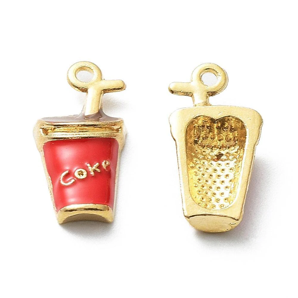 Bedel emaille drink rood goud 18mm - per stuk - Image 2