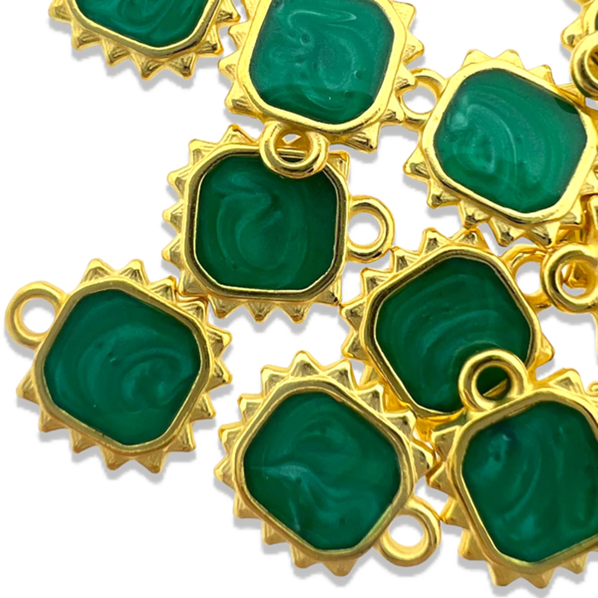 Bedel emaille groen Goud 24K DQ 10x12mm - Image 2