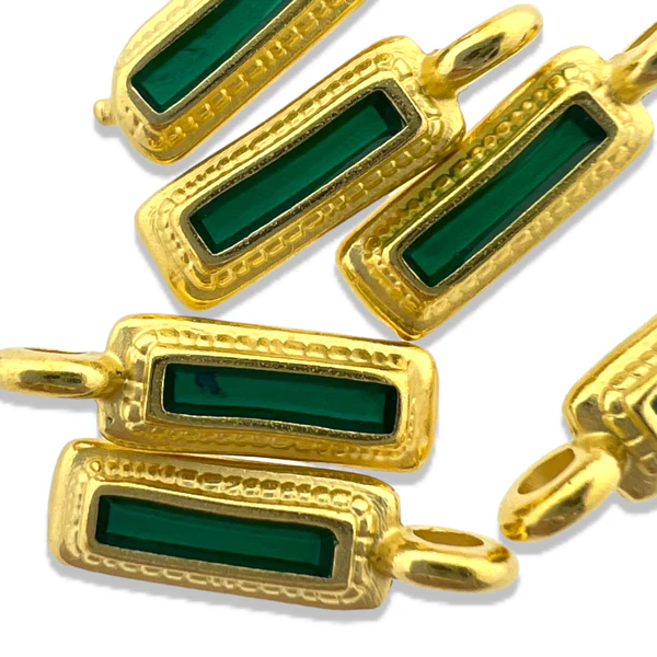 Bedel emaille groen Goud 24K DQ 5x15mm - Image 2