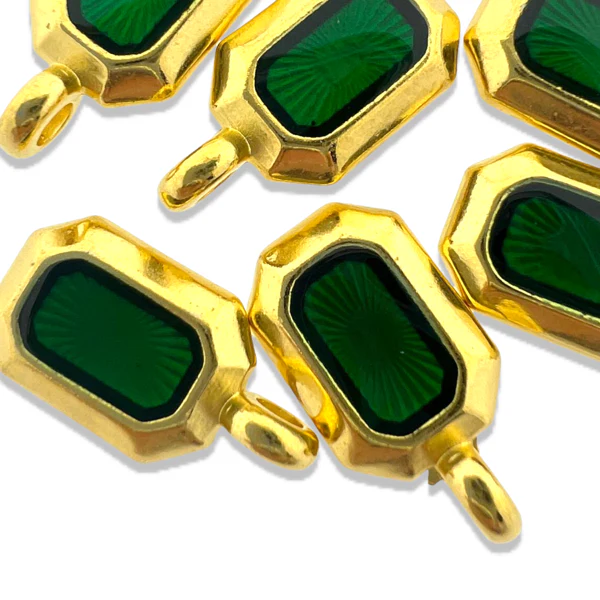 Bedel emaille groen Goud 24K DQ 9,5x18mm - Image 2