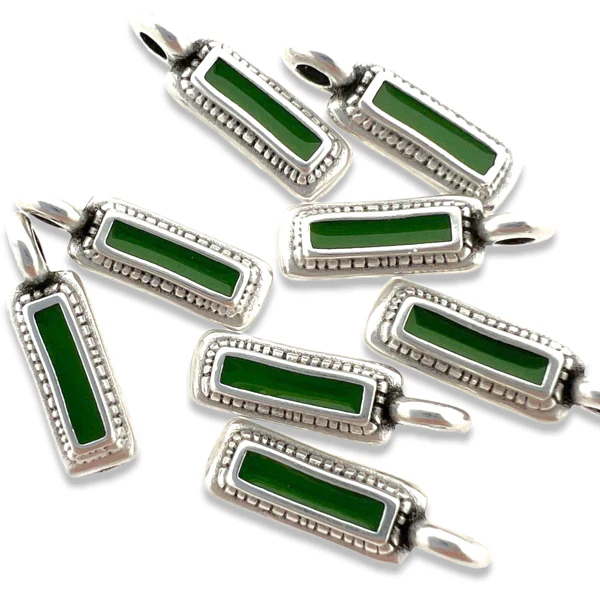 Bedel emaille groen Zilver DQ 5x15mm - Image 2