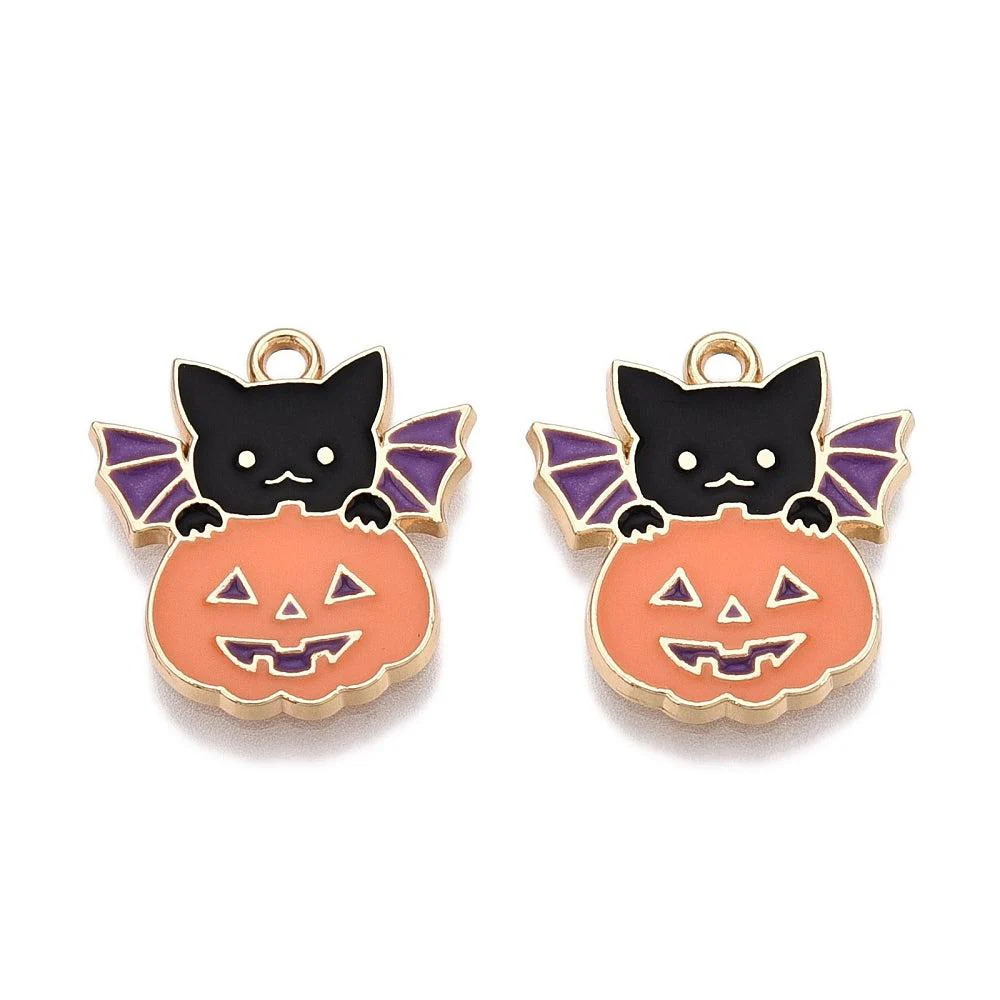 Bedel emaille halloween goud 19x18mm - per stuk