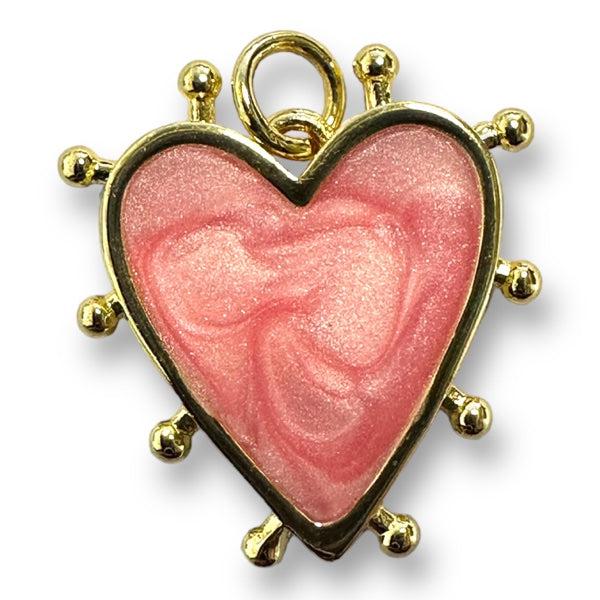 Bedel emaille hart 18K gold plated Roze 19mm