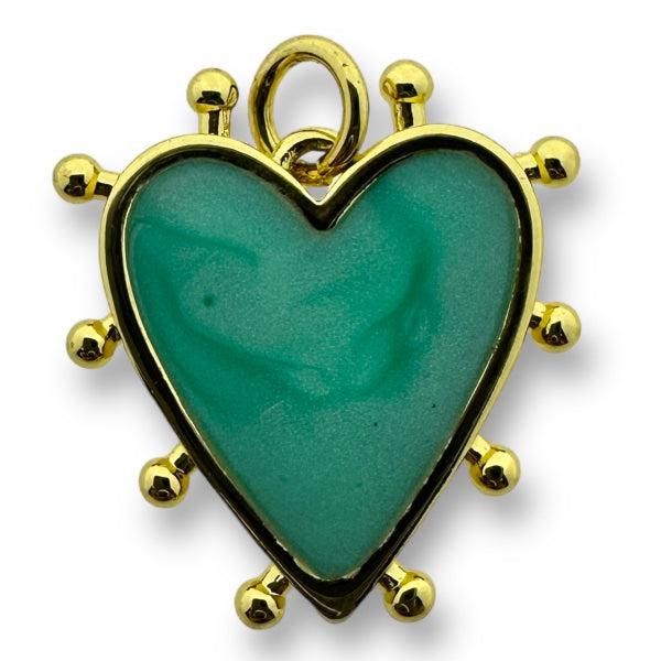 Bedel emaille hart 18K gold plated Turquoise 19mm