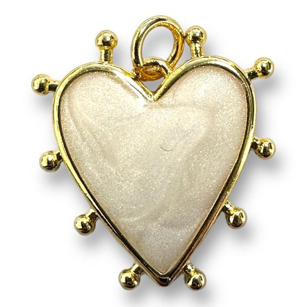 Bedel emaille hart 18K gold plated Wit 19mm