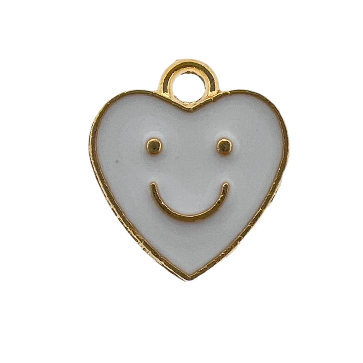 Bedel emaille hart wit goud 13x12x1.5mm
