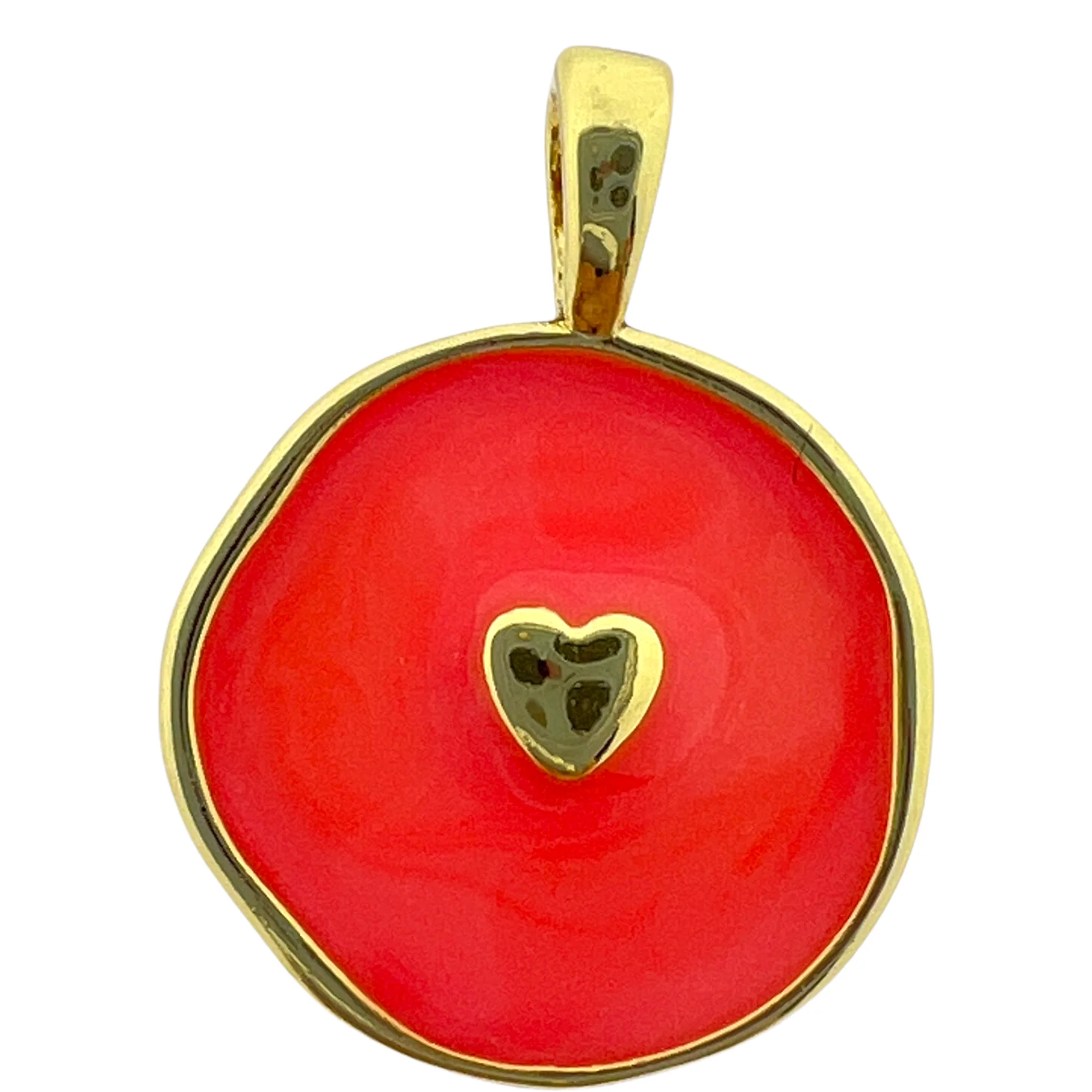 Bedel emaille hartje oranje 19x14mm