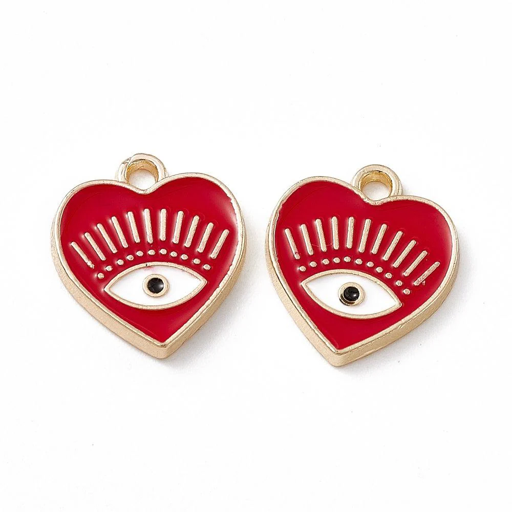 Bedel emaille hartje rood 14.5mm