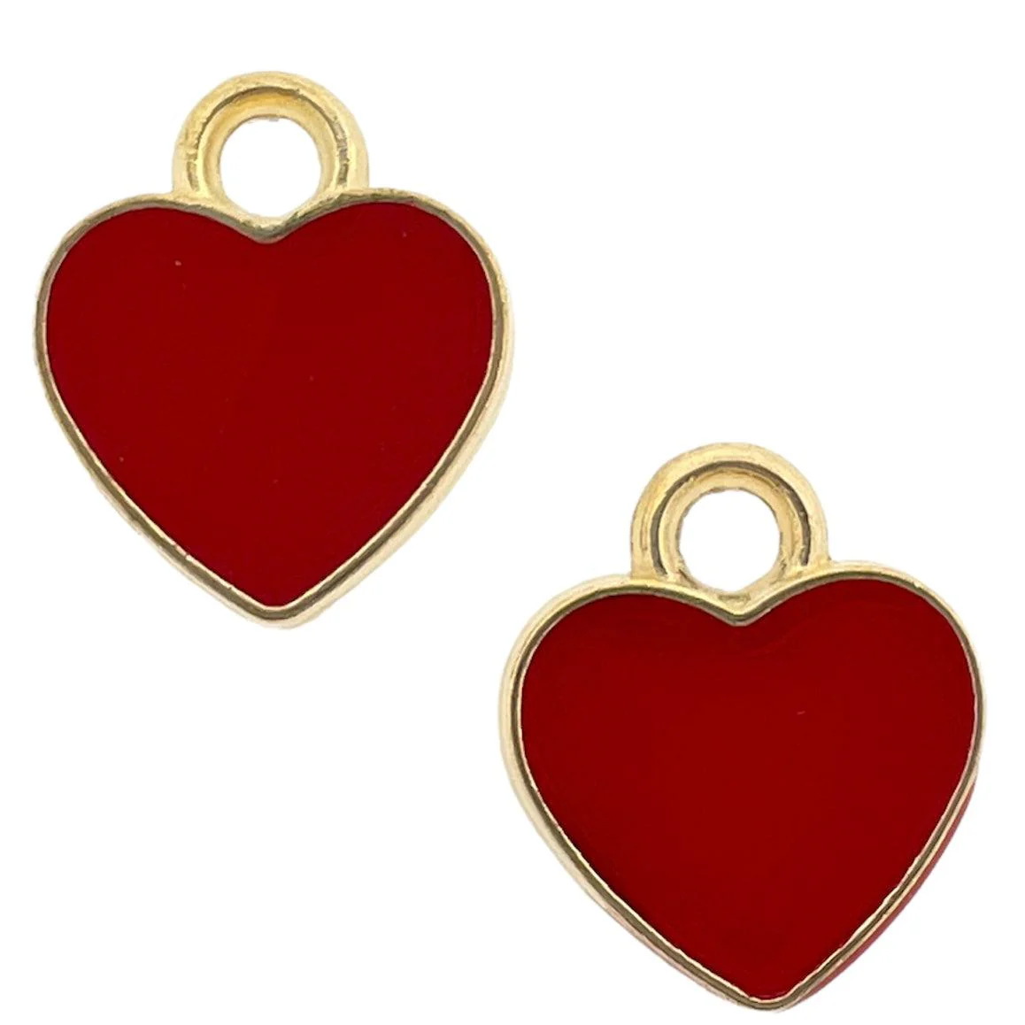 Bedel emaille hartje rood goud 12x10mm