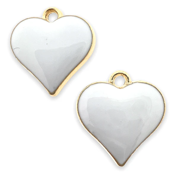 Bedel emaille hartje wit 17x16x3mm