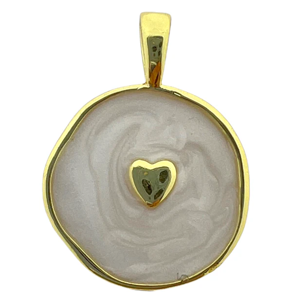 Bedel emaille hartje wit 19x14mm