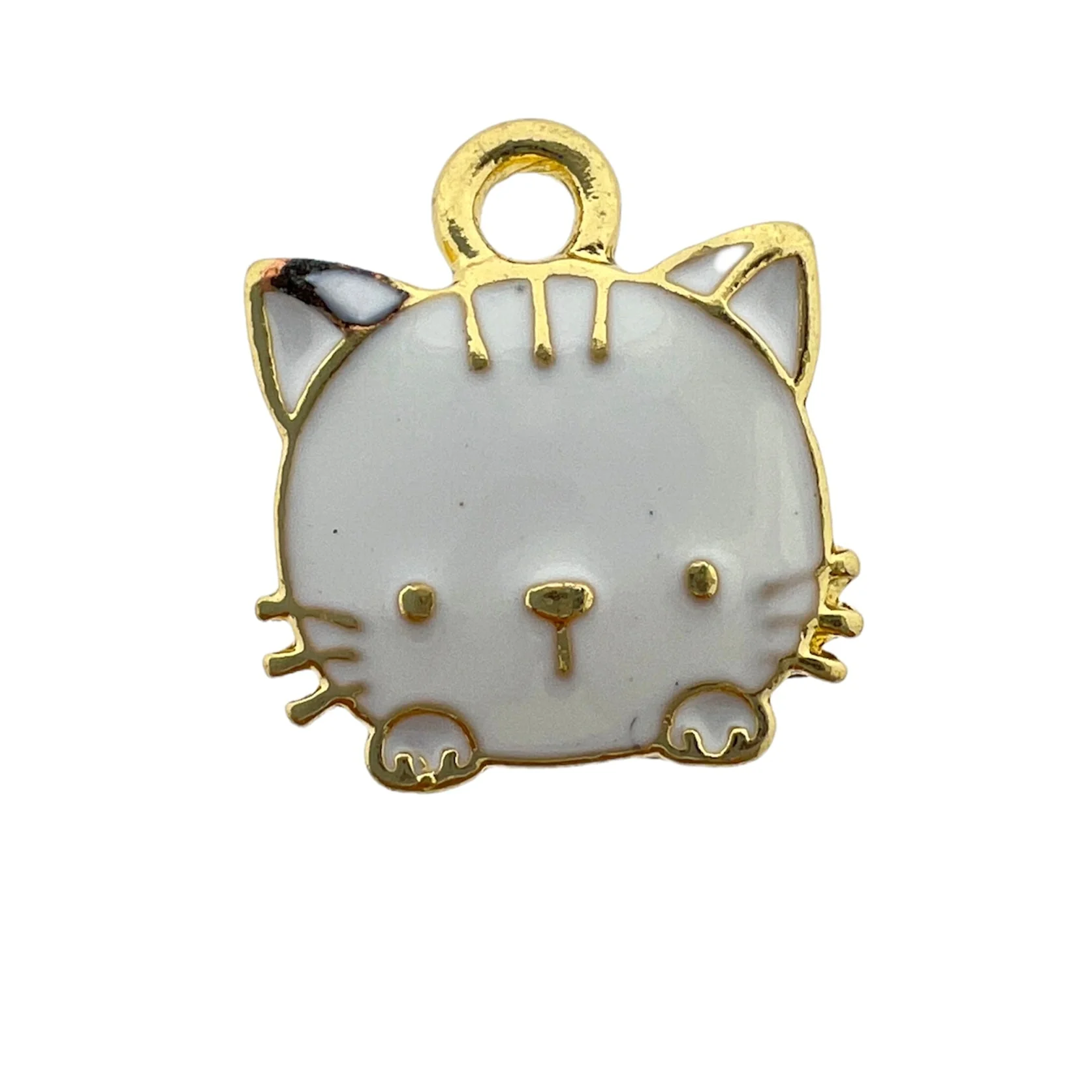 Bedel emaille hello kitty wit goud 15x13x3mm