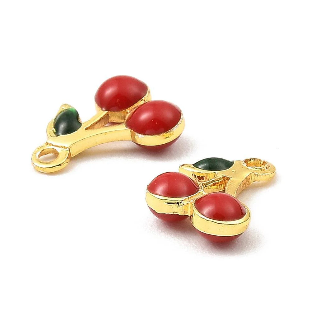 Bedel emaille kers Rood goud 10mm - per stuk - Image 2