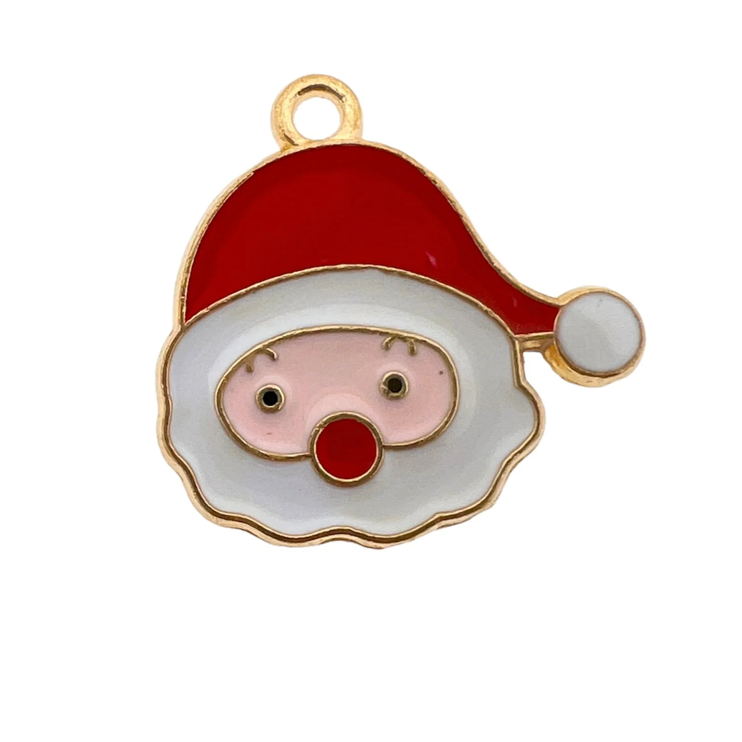 Bedel emaille kerstman goud 20x20.5x1.5mm