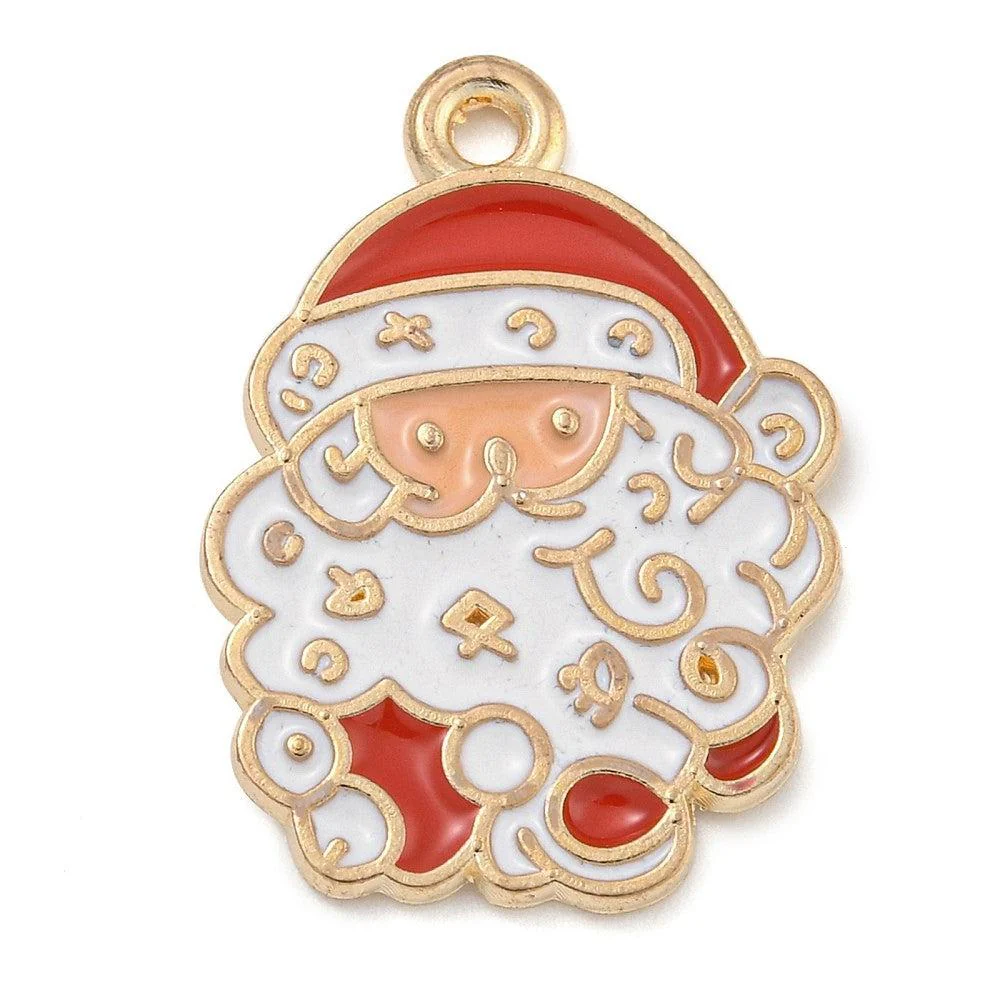 Bedel emaille Kerstman goud 24x17mm - per stuk