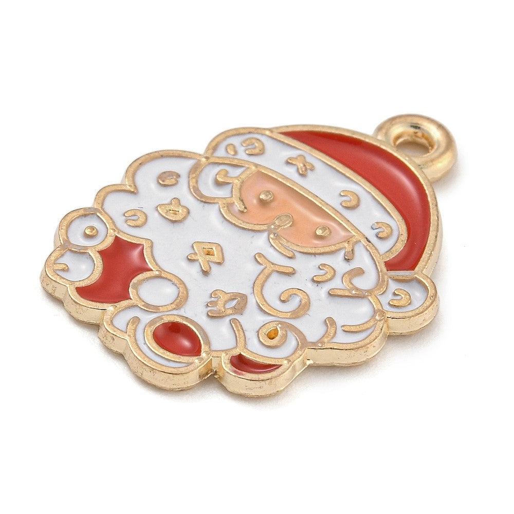 Bedel emaille Kerstman goud 24x17mm - per stuk - Image 2