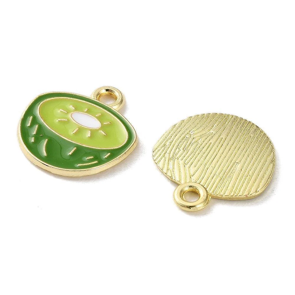 Bedel emaille kiwi goud 14,5mm- per stuk