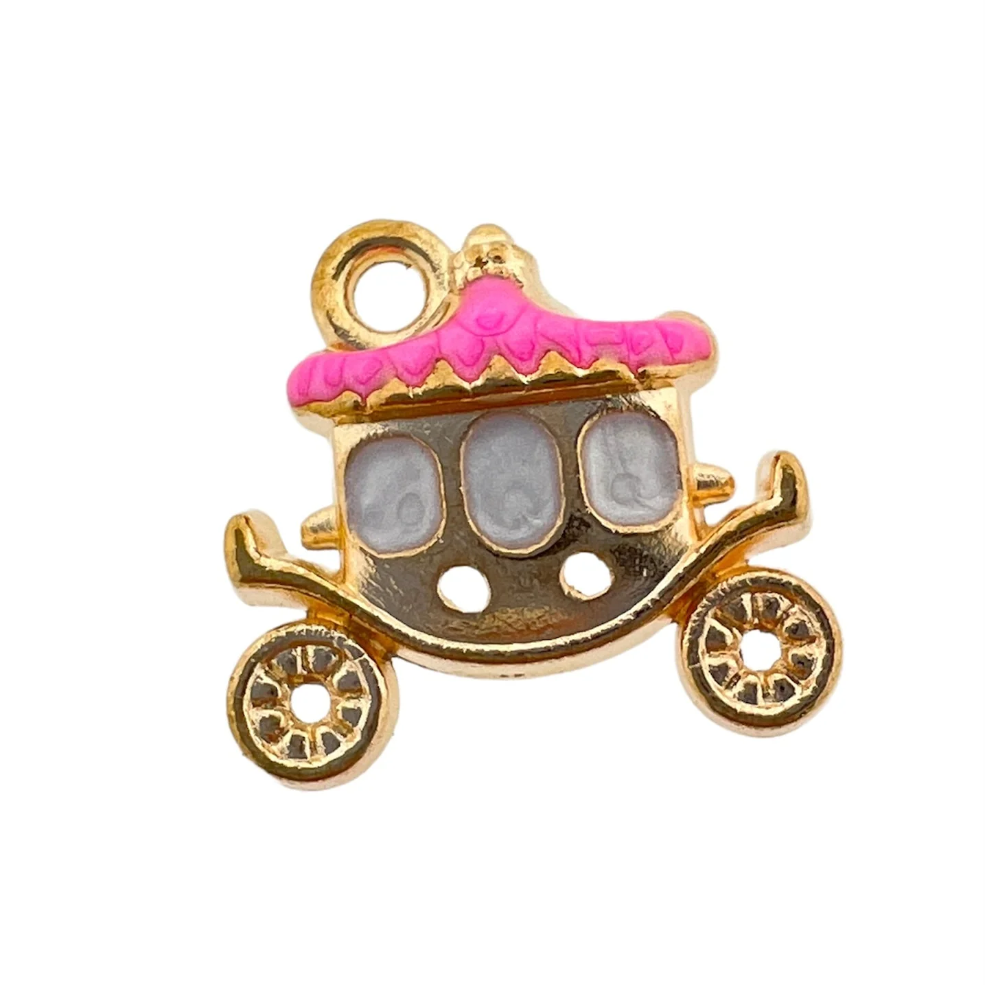Bedel emaille koets goud 14.5x16x4mm