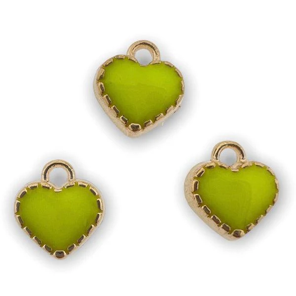 Bedel emaille mini hartje geel-goud 8mm
