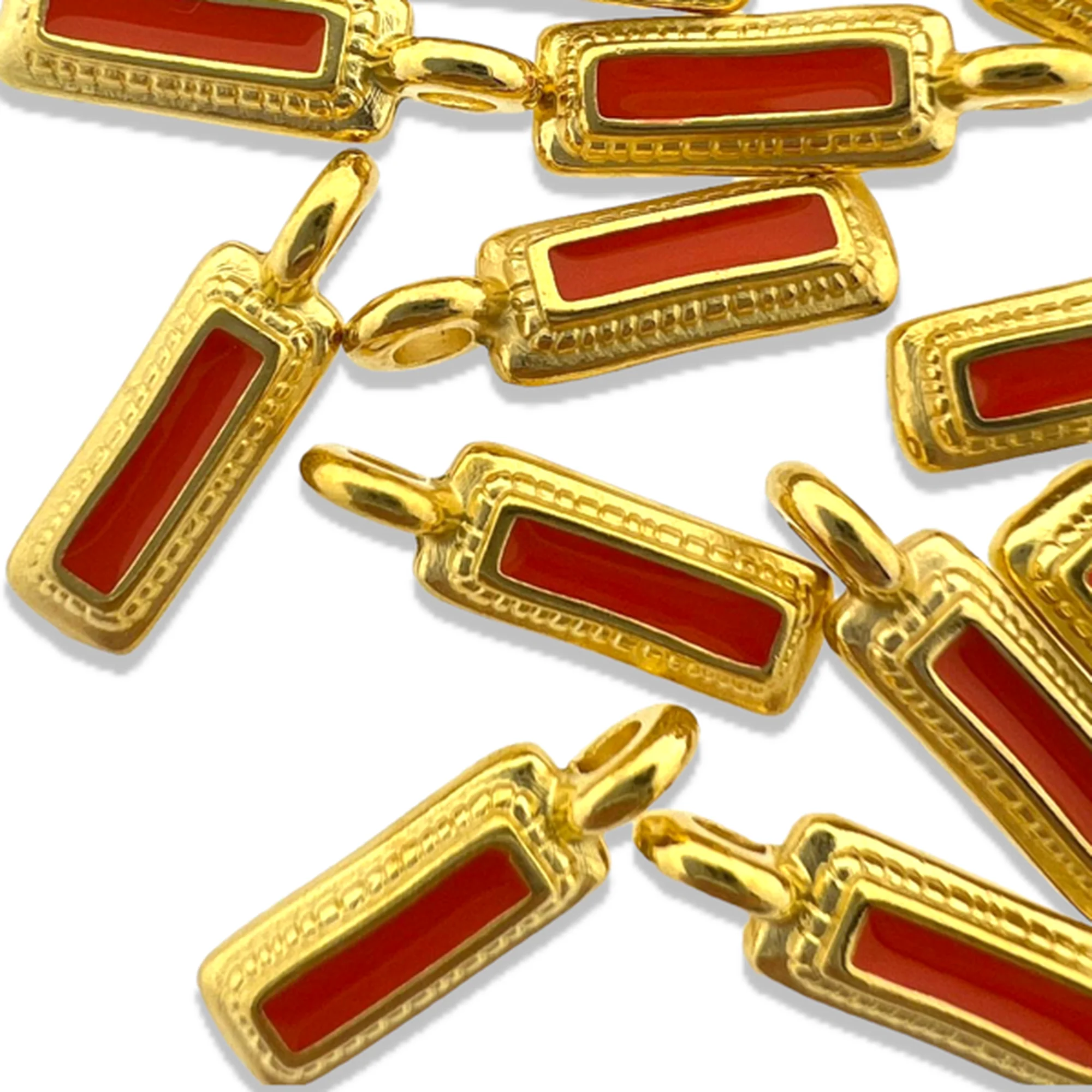 Bedel emaille oranje Goud 24K DQ 5x15mm - Image 2