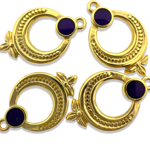 Bedel emaille paars Goud 24K DQ 15x24mm - Image 2