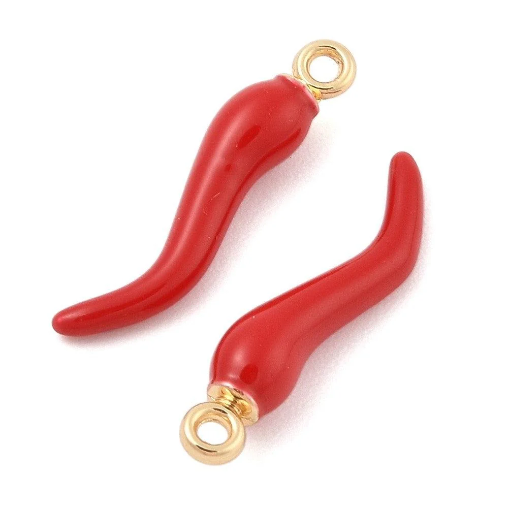 Bedel emaille peper rood/goud 25mm - per stuk - Image 2