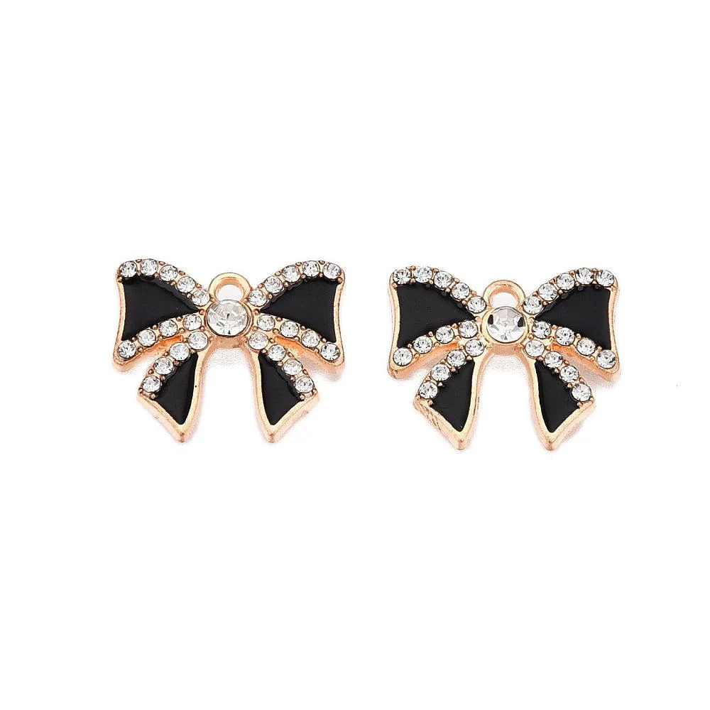 Bedel emaille rhinestone strik goud 17x19mm