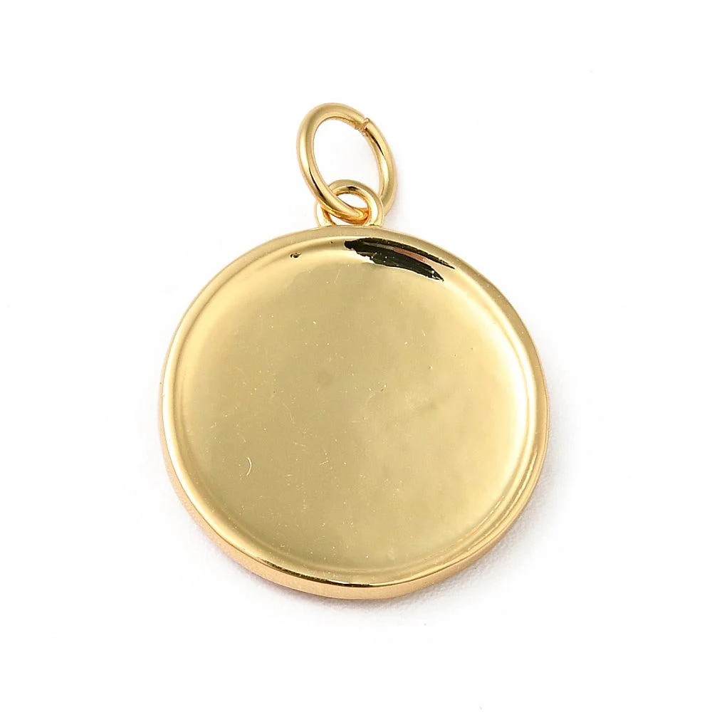 Bedel emaille rond zon en maan roze 18K gold plated 17x15mm - Image 2