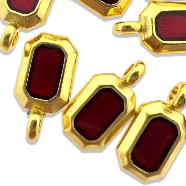 Bedel emaille rood Goud 24K DQ 9,5x18mm - Image 2