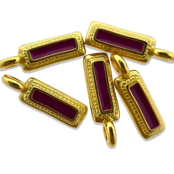 Bedel emaille roze Goud 24K DQ 5x15mm - Image 2