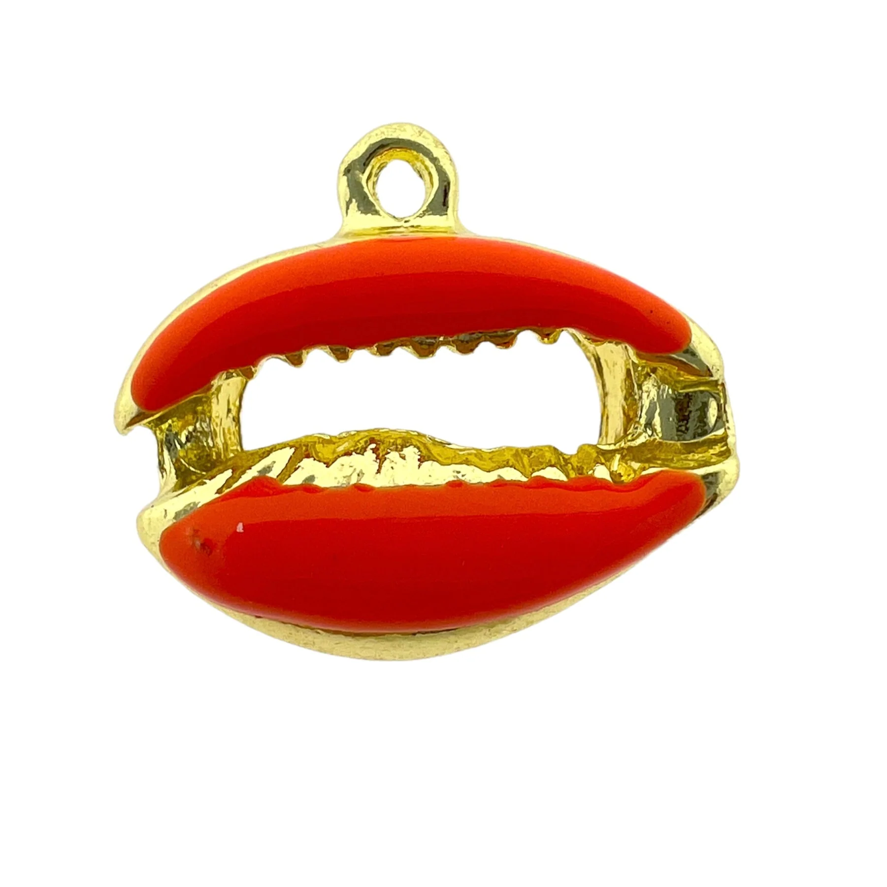 Bedel emaille schelp oranje goud 16.5x19x5.5mm