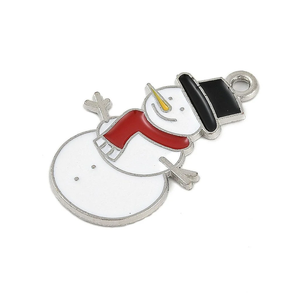 Bedel emaille Sneeuwpop zilver 28x17mm - per stuk - Image 2