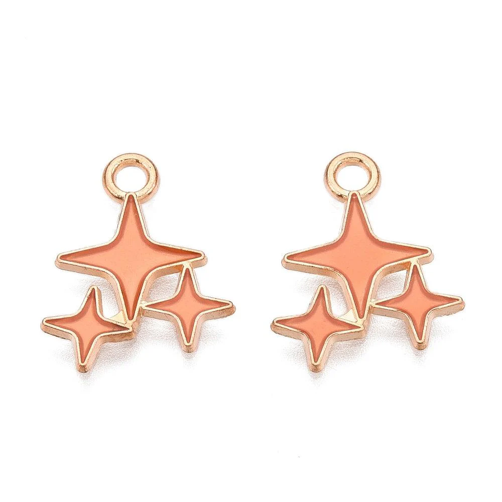 Bedel emaille ster salmon goud 18x14mm