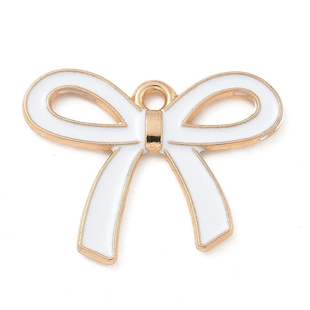 Bedel emaille strik wit goud 20x25mm - per stuk