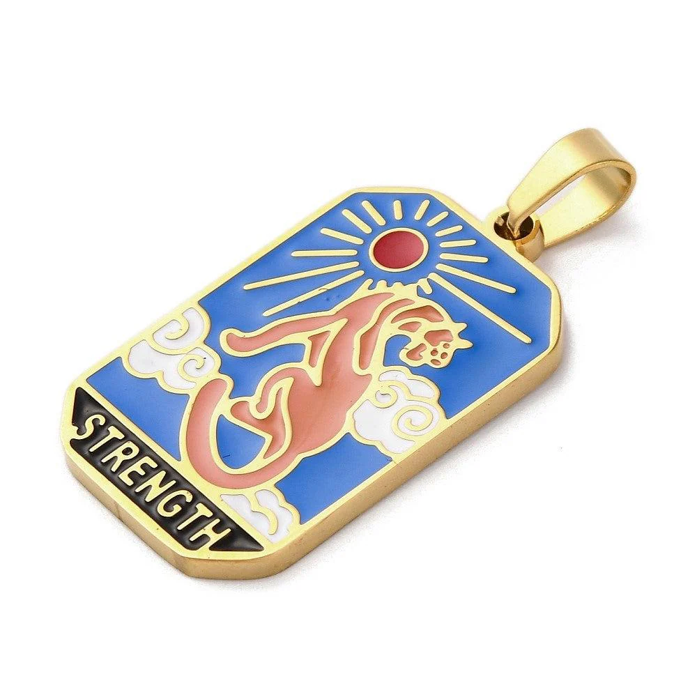 Bedel Tarot Strength RVS 18K Gold Plated 32x19mm - per stuk - Image 2