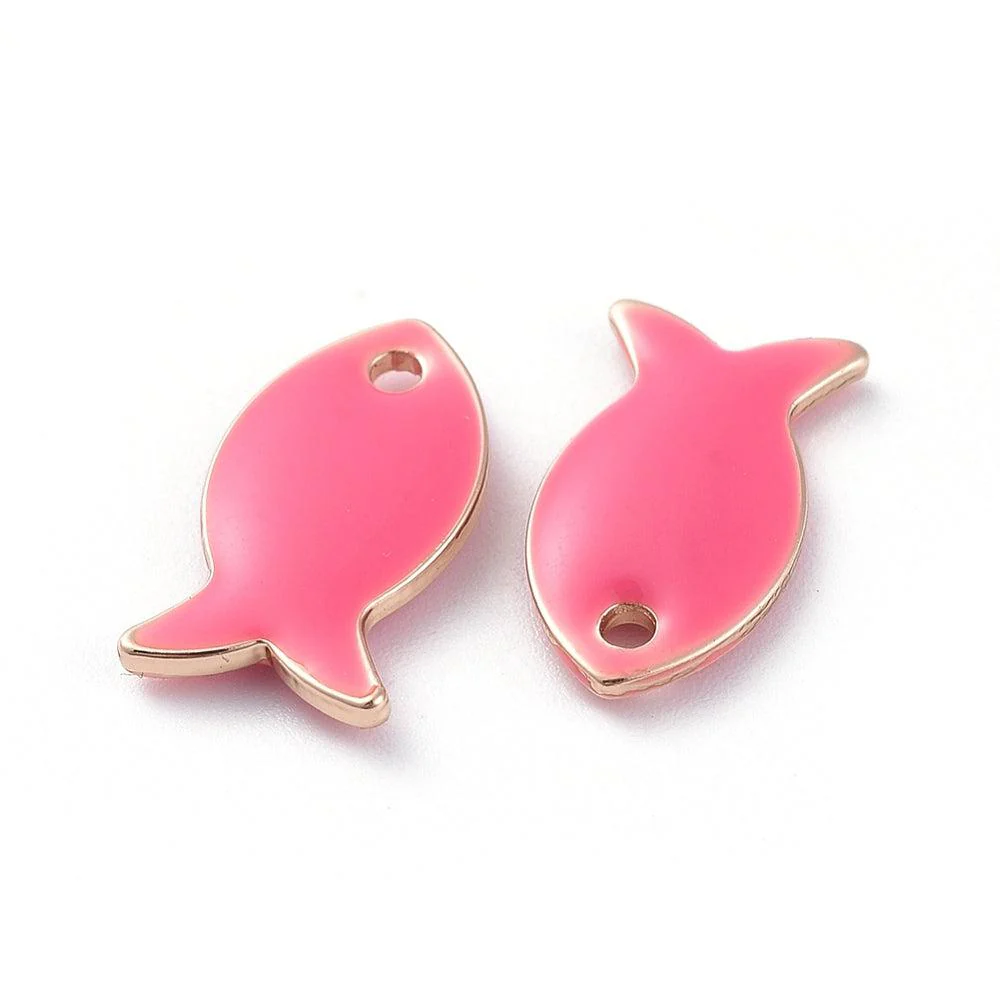 Bedel emaille vis roze 14x8mm