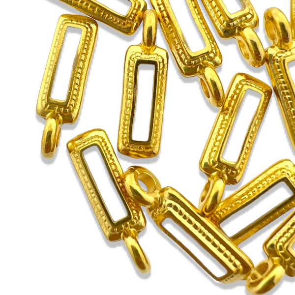 Bedel emaille wit Goud 24K DQ 5x15mm - Image 2