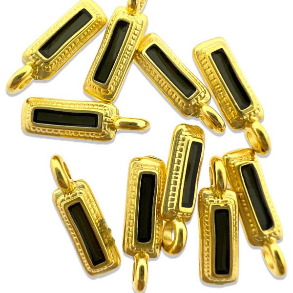 Bedel emaille zwart Goud 24K DQ 5x15mm - Image 2