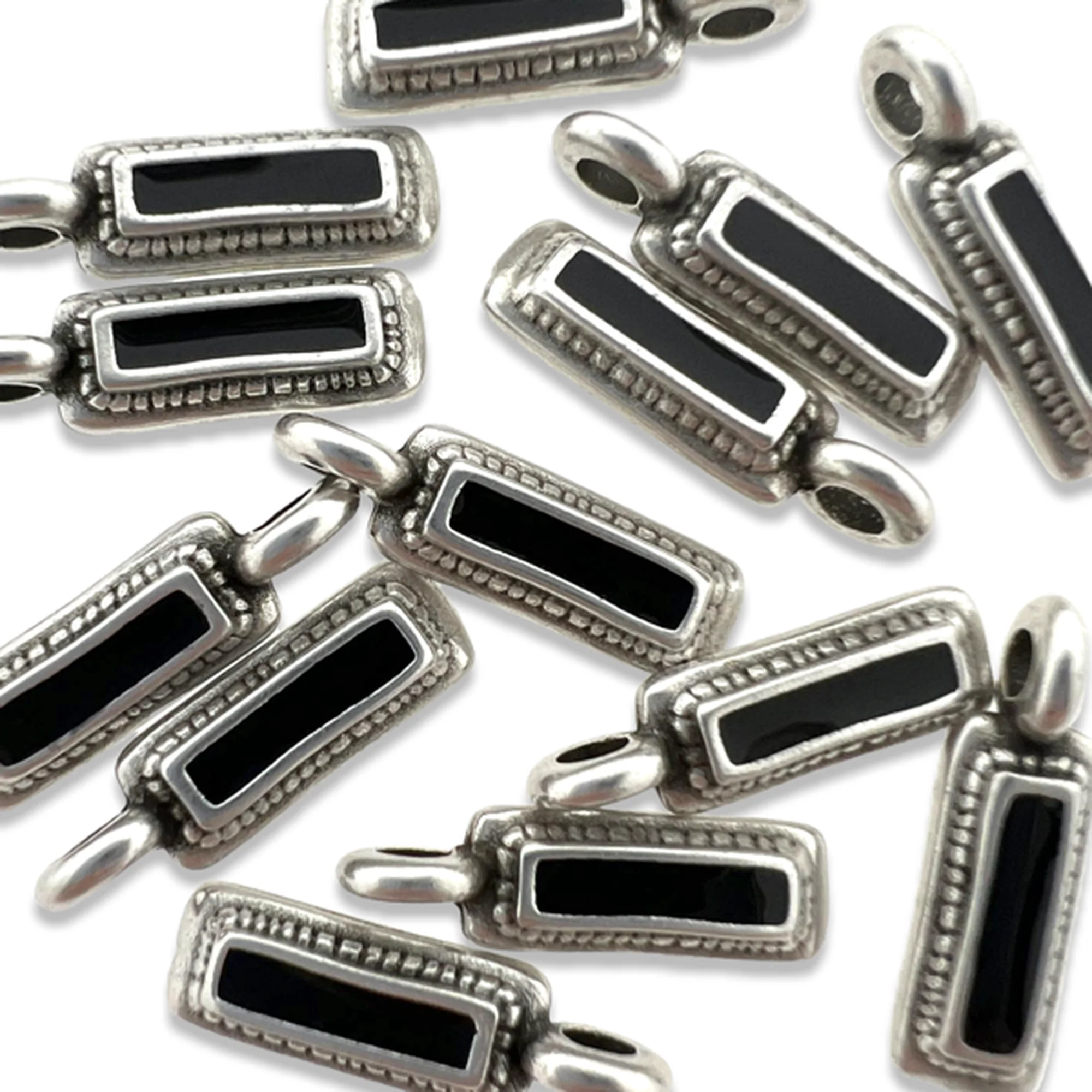 Bedel emaille zwart Zilver DQ 5x15mm - Image 2