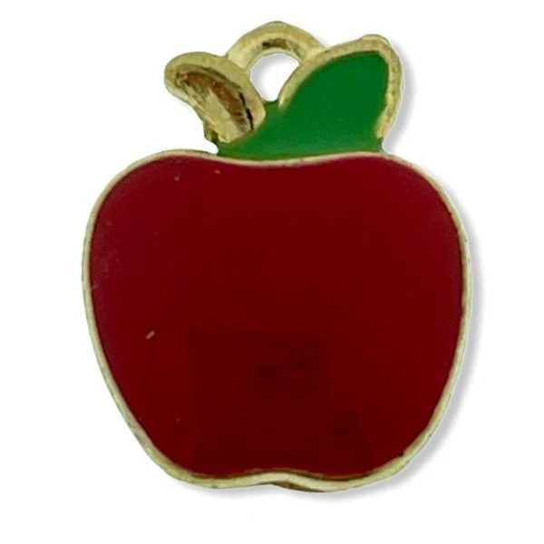 Bedel enamel appel rood goud 15x12mm