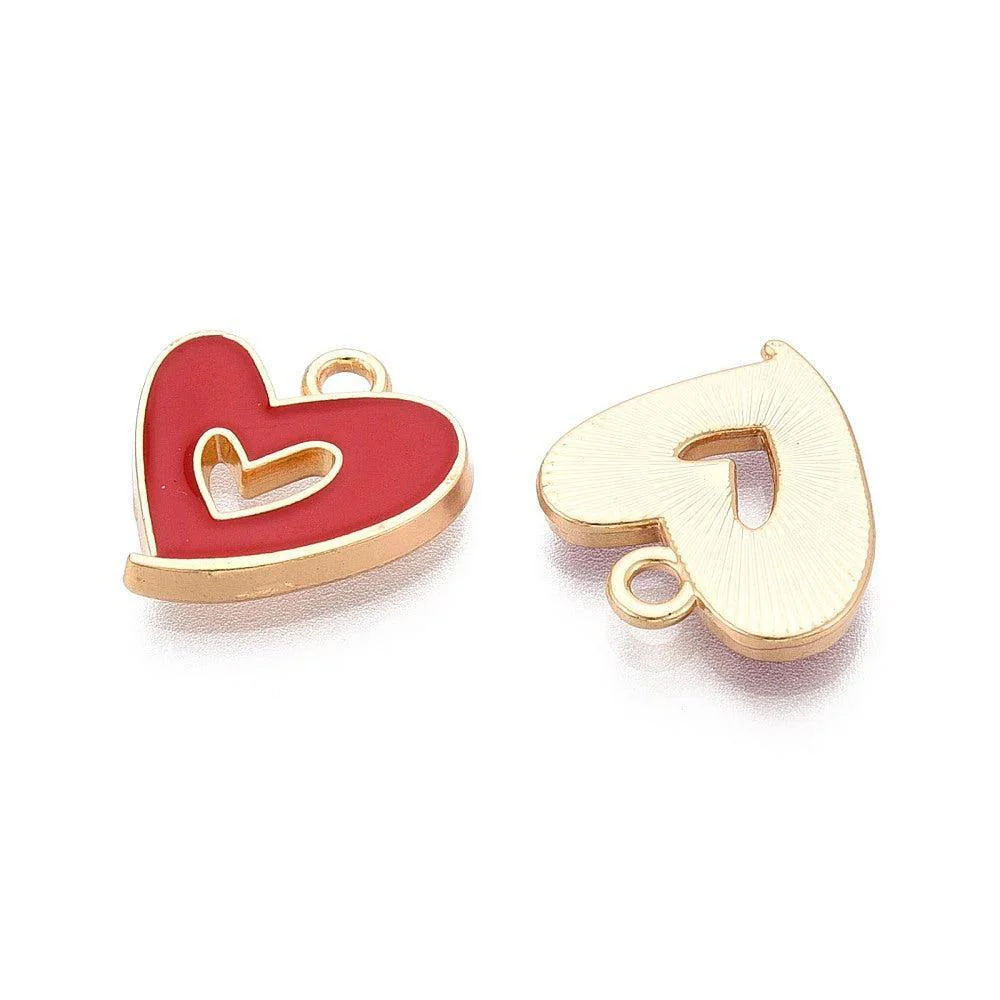 Bedel emaille hart rood/goud 16mm - per stuk - Image 2