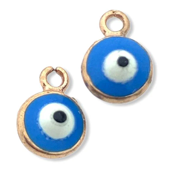Bedel Evil eye blauw Rosegoud 9x6.5mm