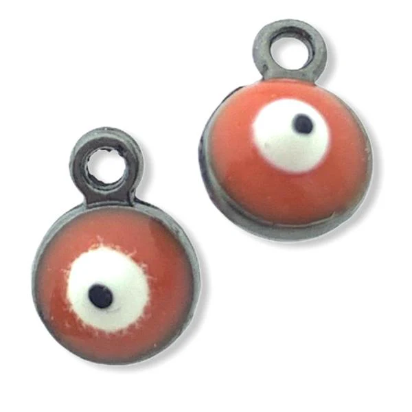 Bedel Evil eye oranje Zwart 9x6.5mm