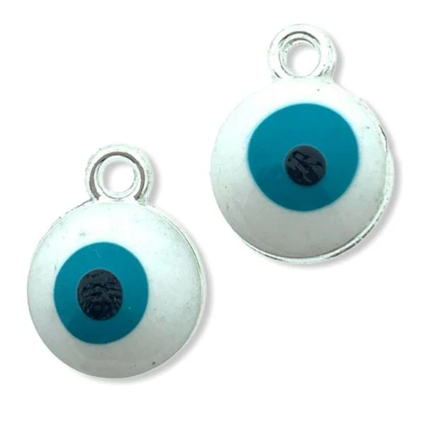 Bedel Evil eye wit-blauw Zilver 13x10mm