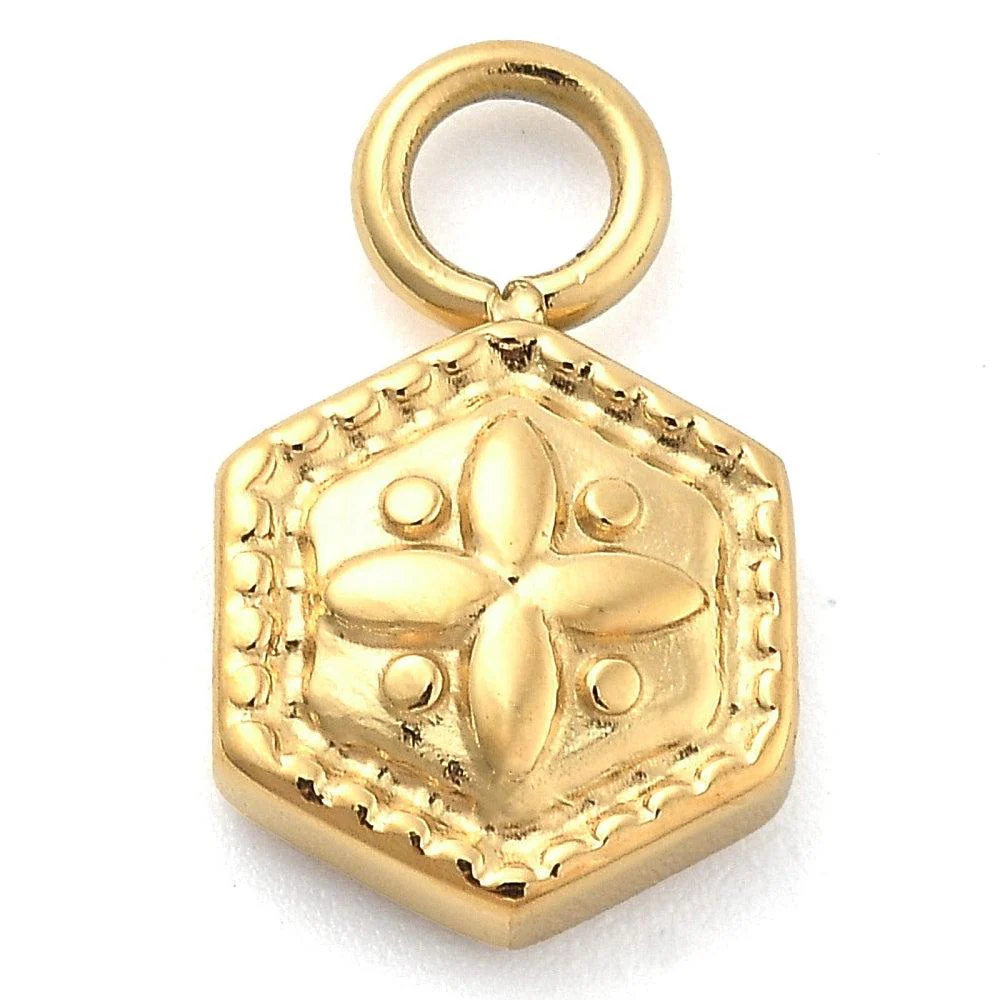 Bedel Ø2.5mm bloem Premium RVS 14K goud 11.5mm - per stuk