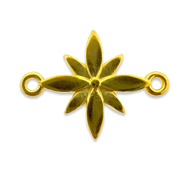Bedel flower tussenzetsel Goud 24kr DQ 16x21mm