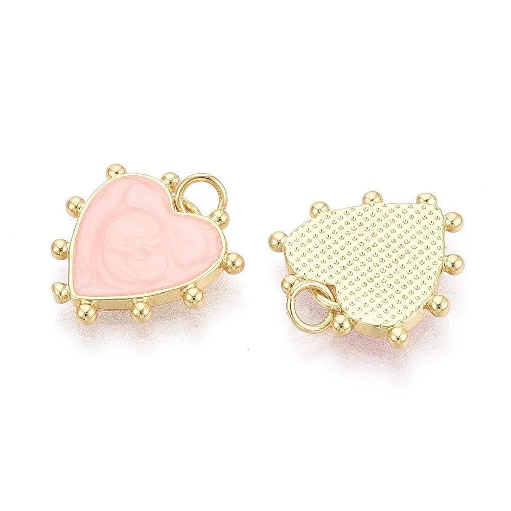 Bedel hart emaille peach 16K Gold plated  18mm - per stuk - Image 2