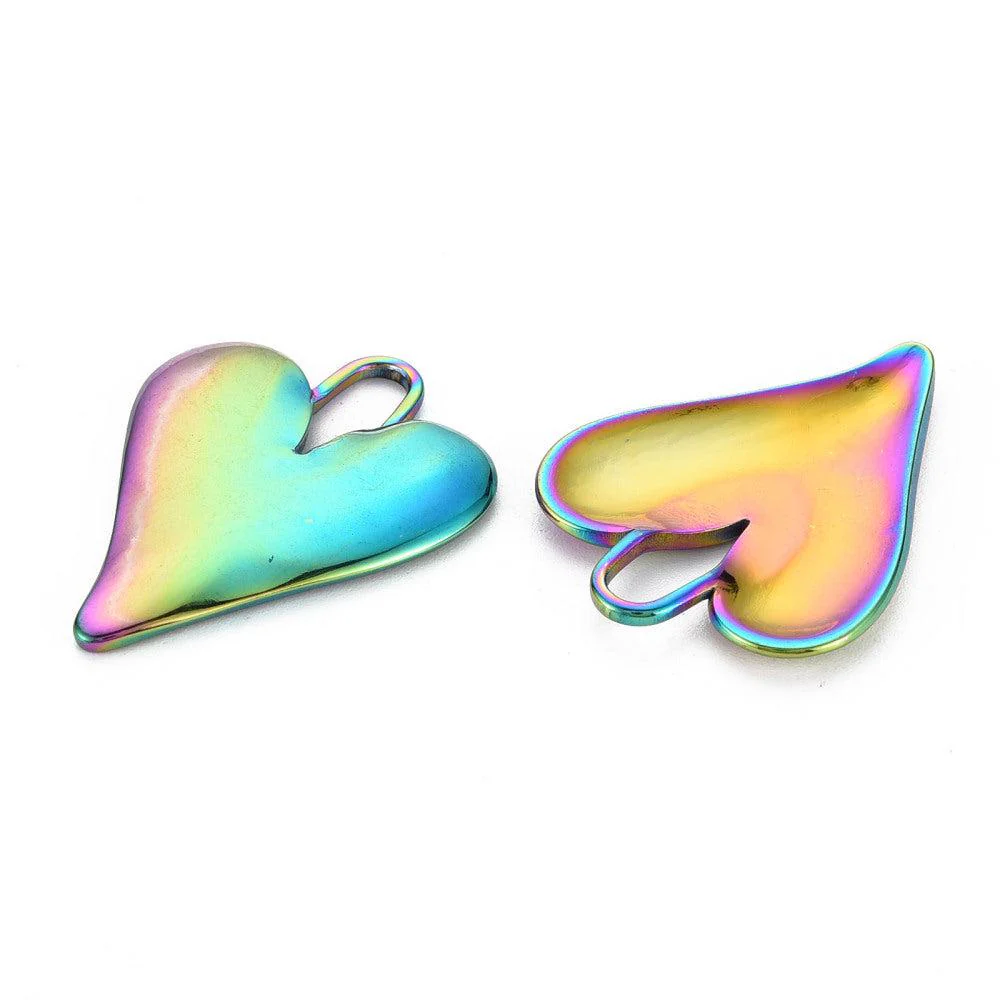 Bedel hart groot regenboog RVS 33x25mm - Image 2